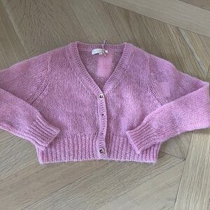 Love Shack Fancy  pink wool cardigan sweater